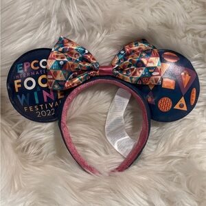 Disney Parks Epcot Food & Wine Festival Logo Mickey Minnie Ear Headband NWOT
